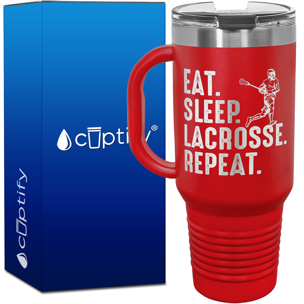 Eat. Sleep. Lacrosse. Repeat. 40oz Lacrosse Travel Mug