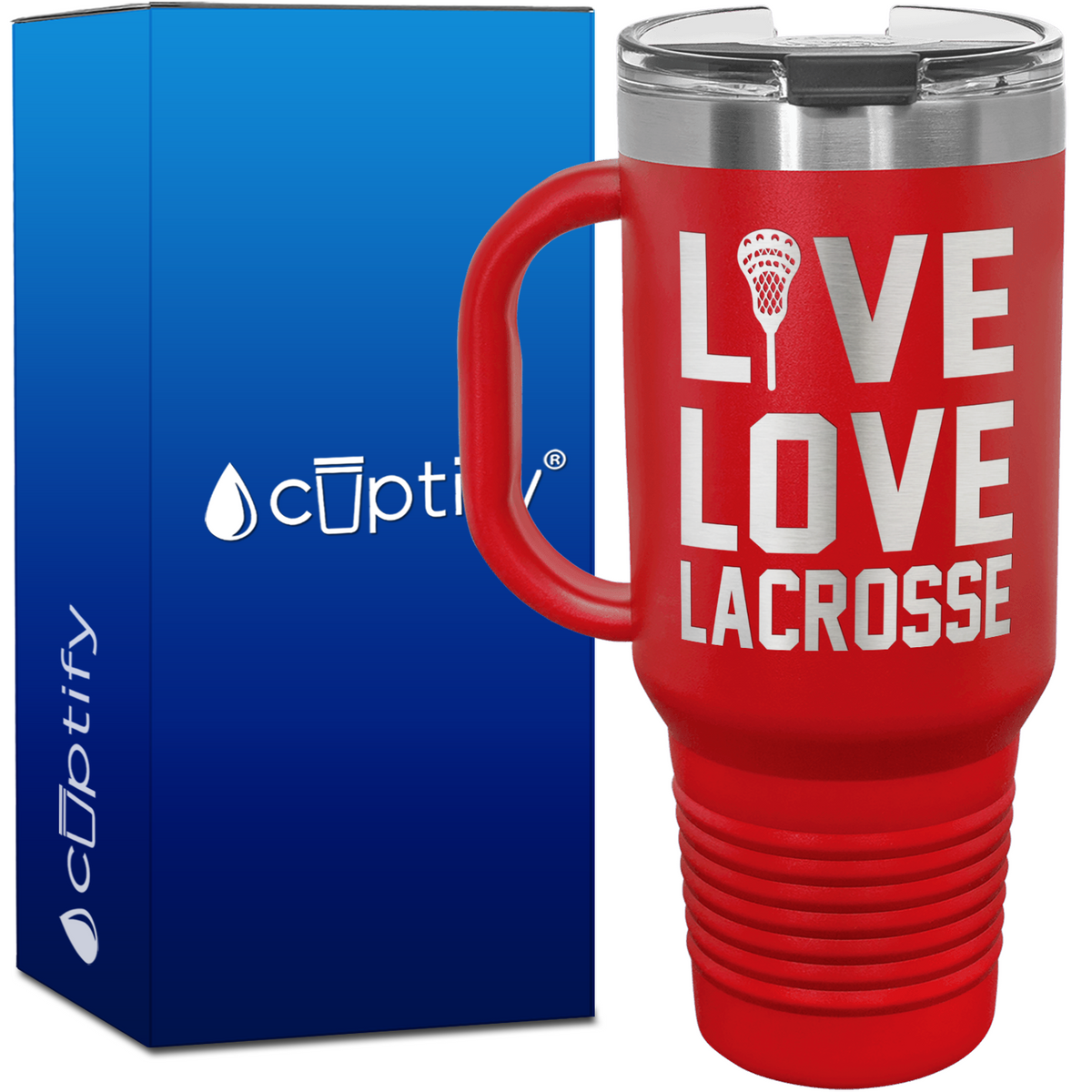 Live Love Lacrosse Stick 40oz Lacrosse Travel Mug