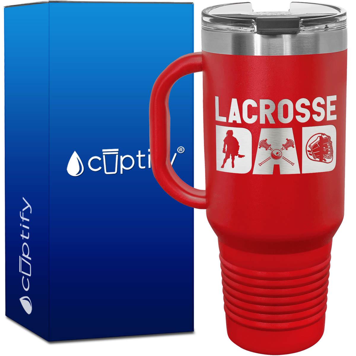 Lacrosse Dad with Silhouette 40oz Lacrosse Travel Mug