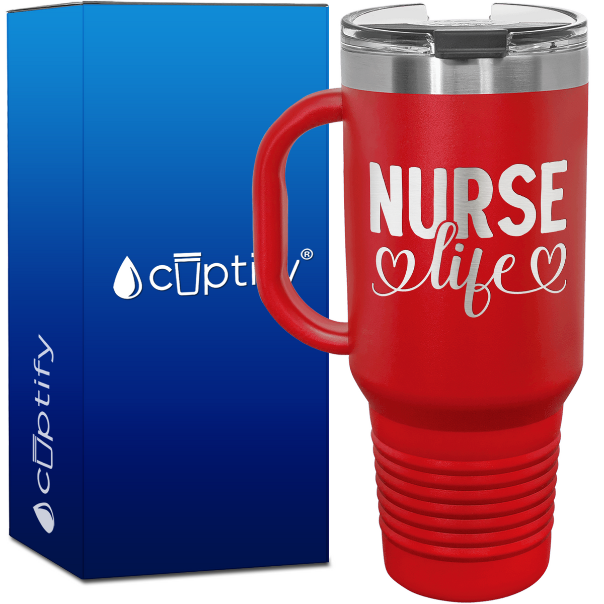 Nurse Life Hearts 40oz Nurse Travel Mug