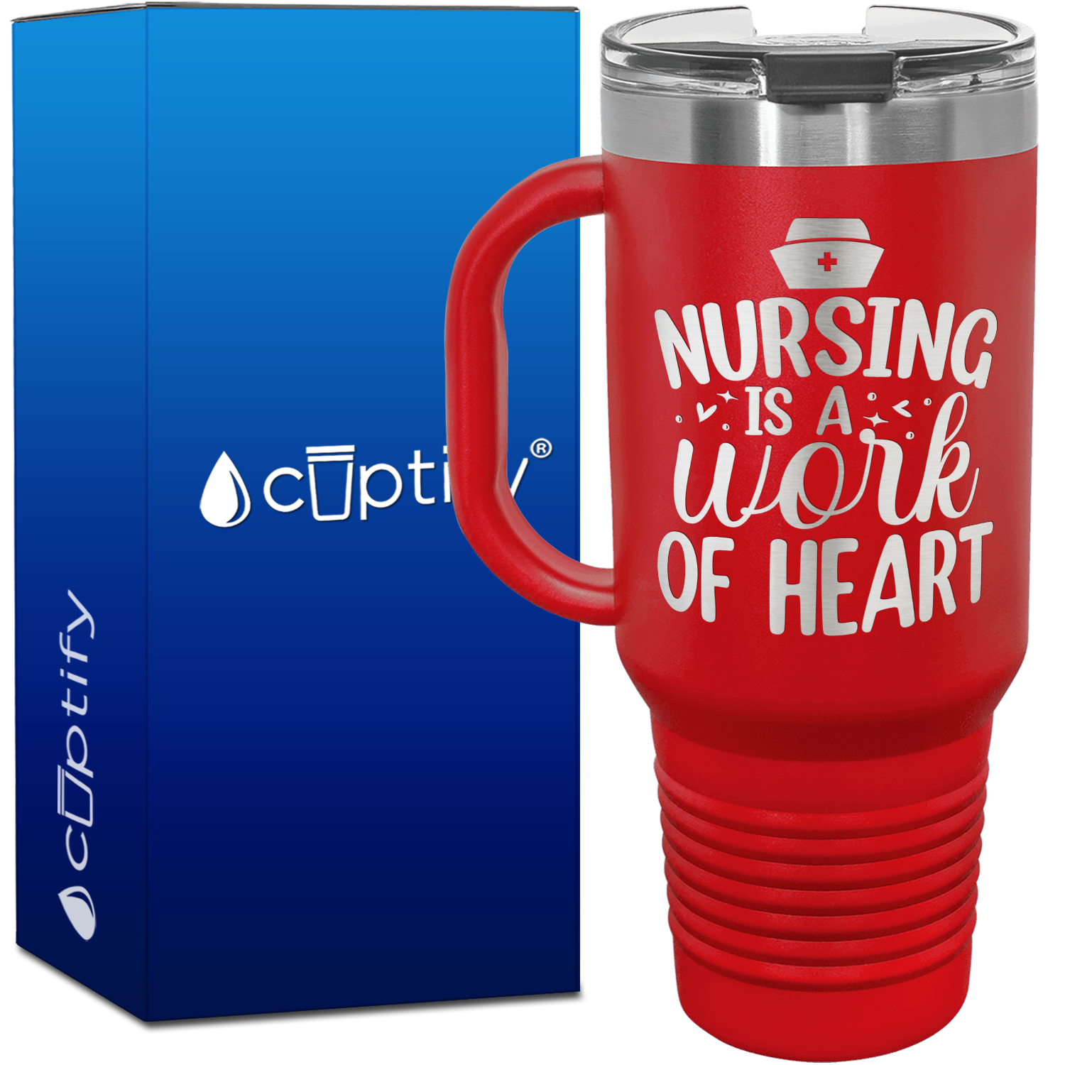 Nursing is a Work of Heart 40oz Nurse Travel Mug