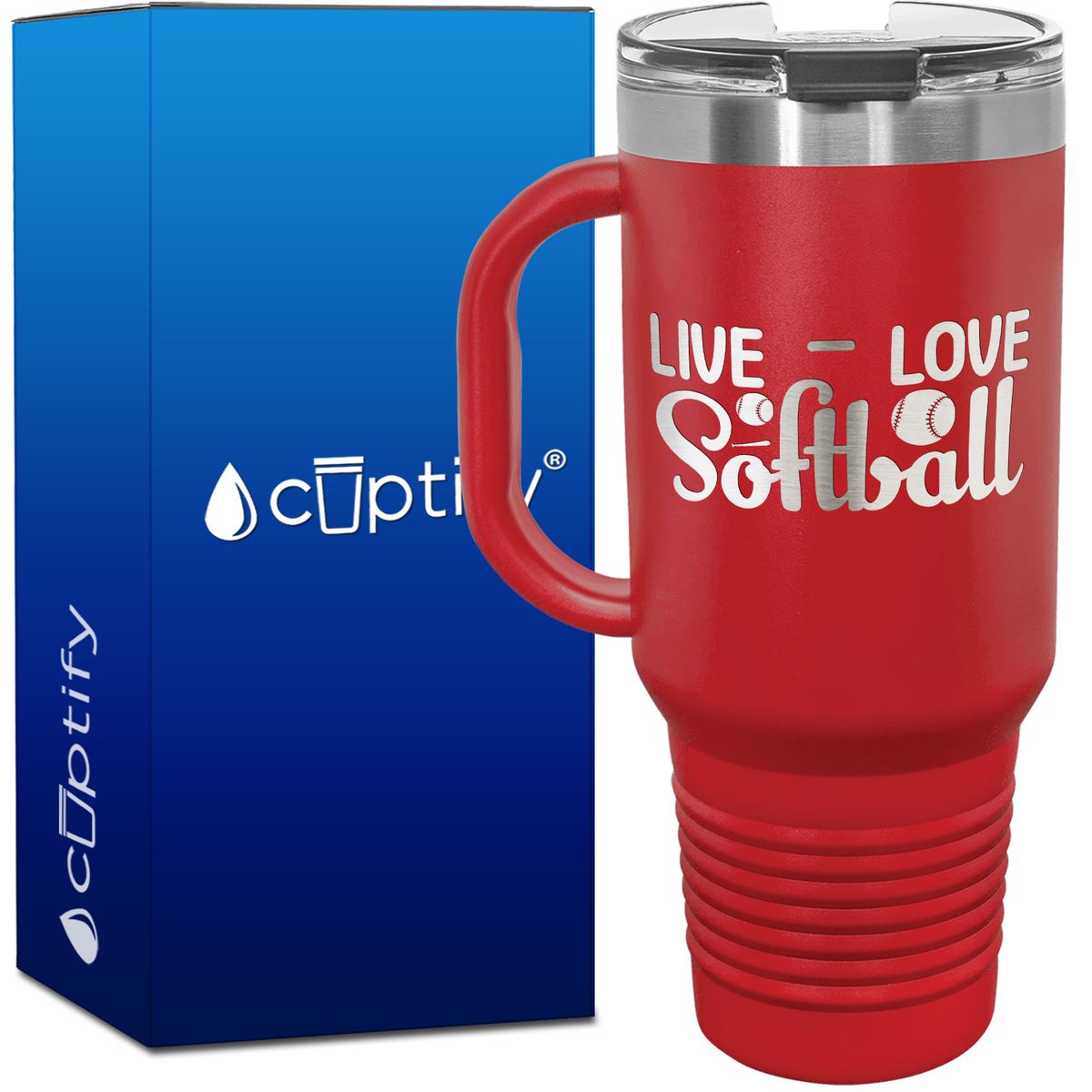 Live Love Softball 40oz Softball Travel Mug