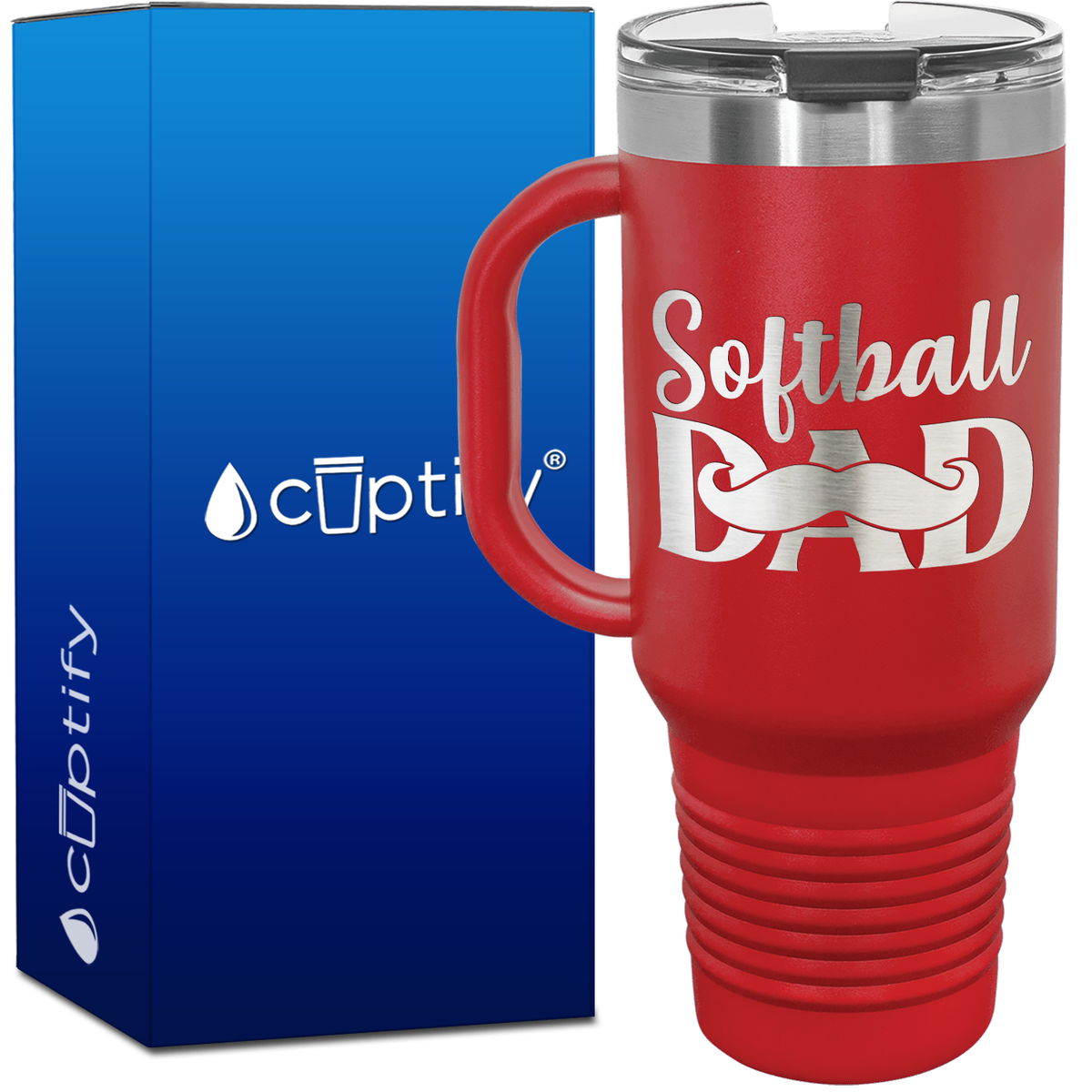 Softball Dad Mustache 40oz Softball Travel Mug