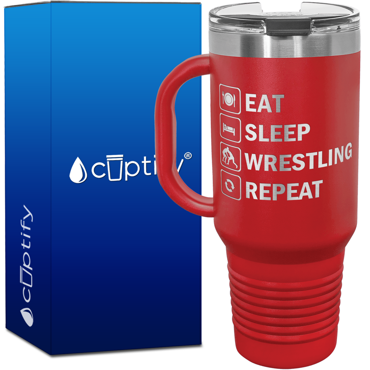 Eat Sleep Wrestling Repeat 40oz Travel Mug
