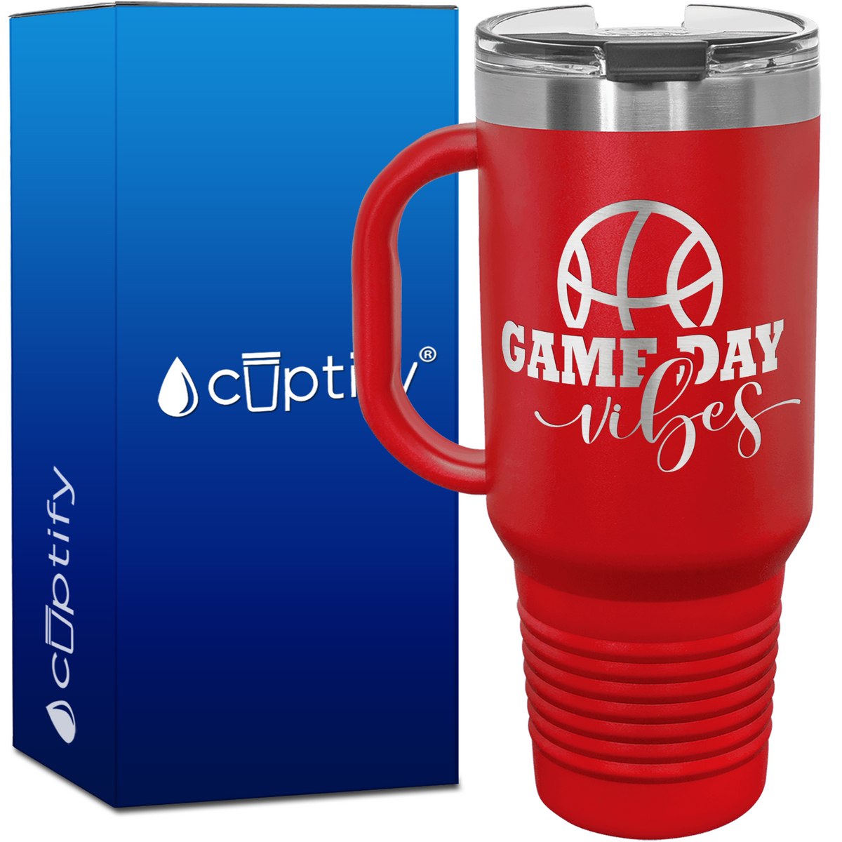Game Day Vibes 40oz Basketball Travel Mug