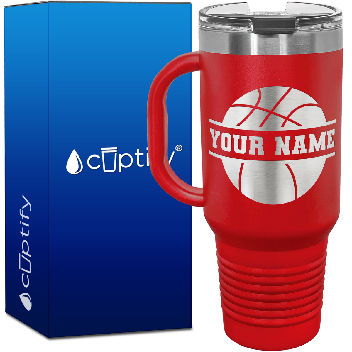 Personalized Basketball 40oz Basketball Travel Mug