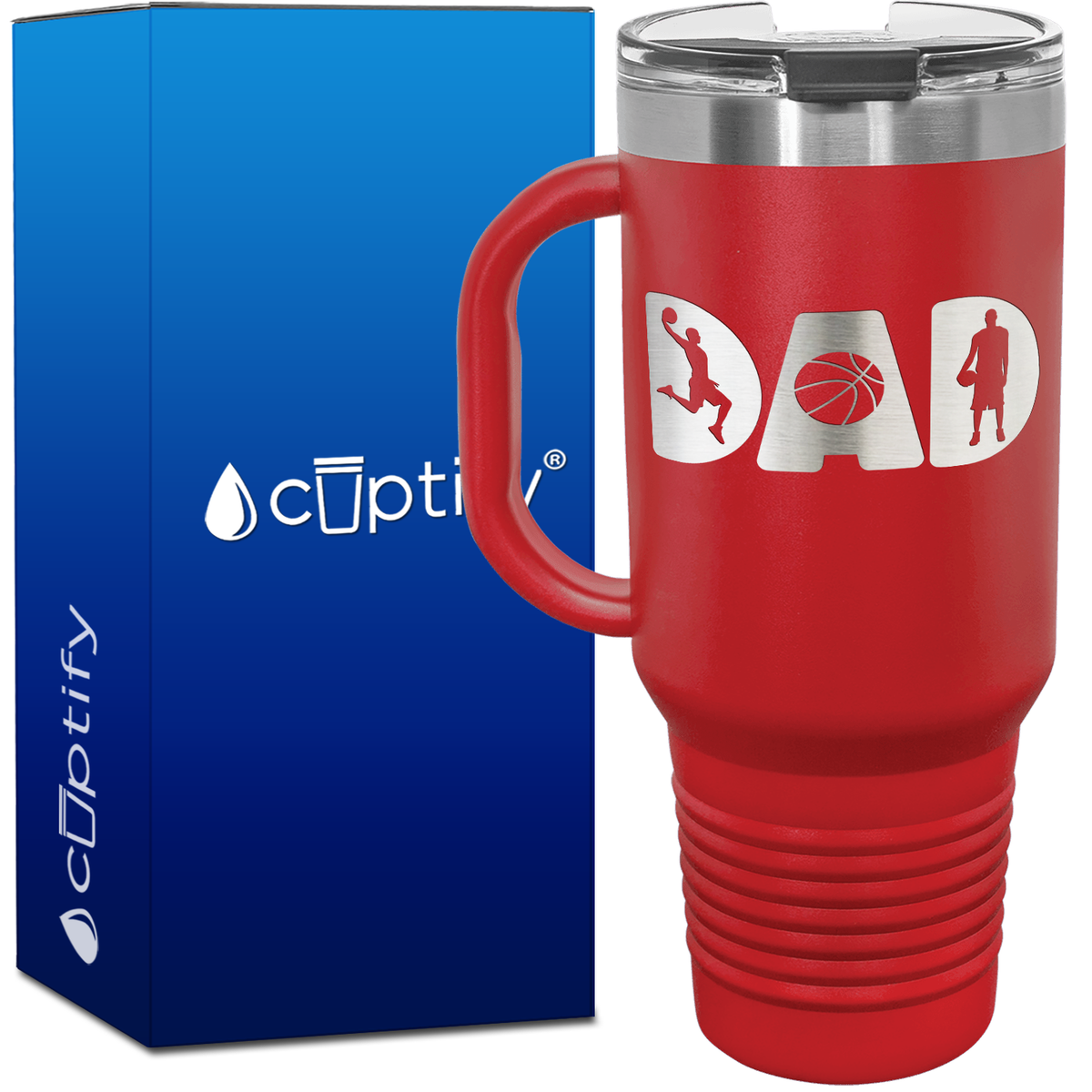 Dad Basketball Silhouettes 40oz Basketball Travel Mug