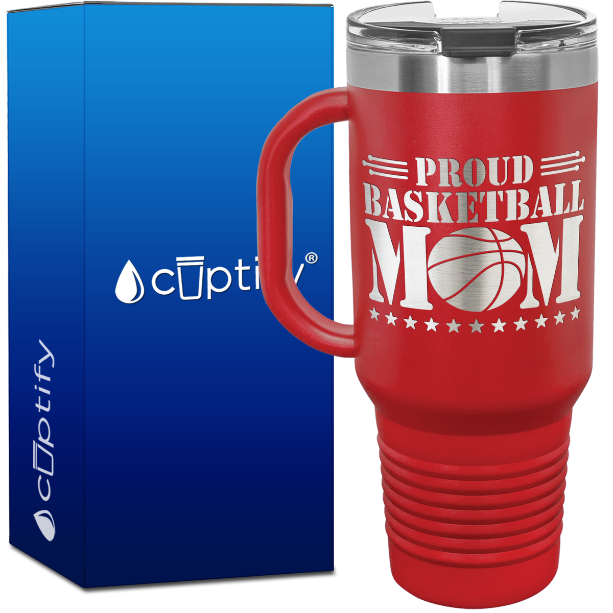 Proud Basketball Mom 40oz Basketball Travel Mug