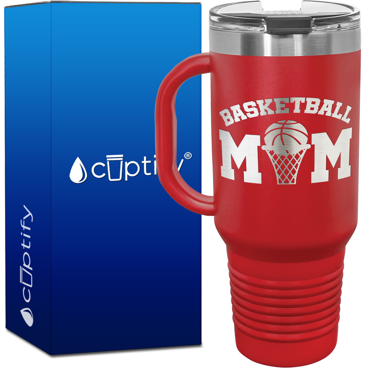 Basketball Mom Ball and Net 40oz Basketball Travel Mug