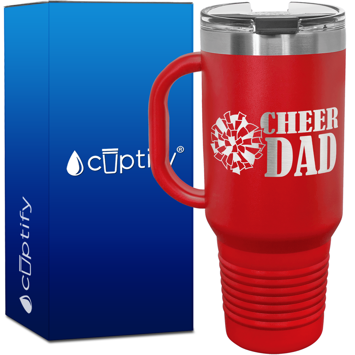 Cheer Dad with Pom Pom 40oz Cheer Travel Mug