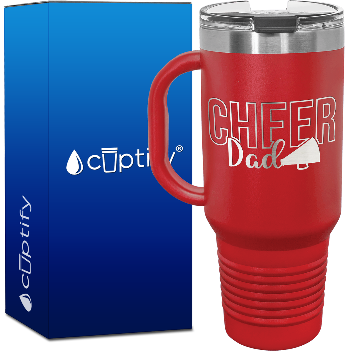 Cheer Dad Megaphone Solid 40oz Cheer Travel Mug