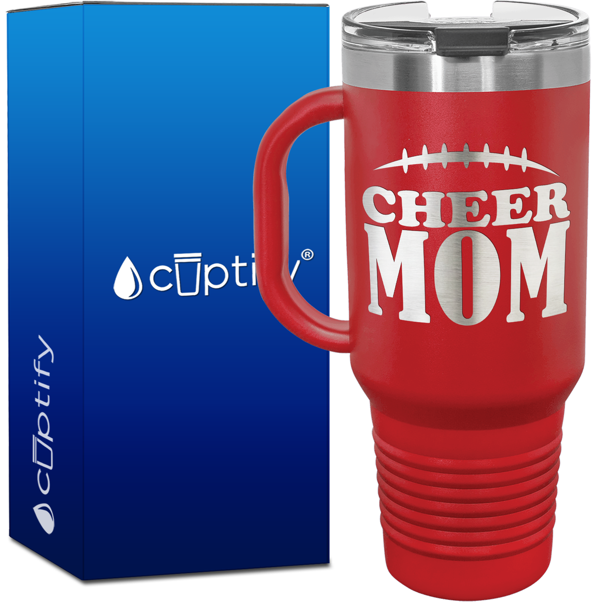 Cheer Mom Football Stitches 40oz Cheer Travel Mug