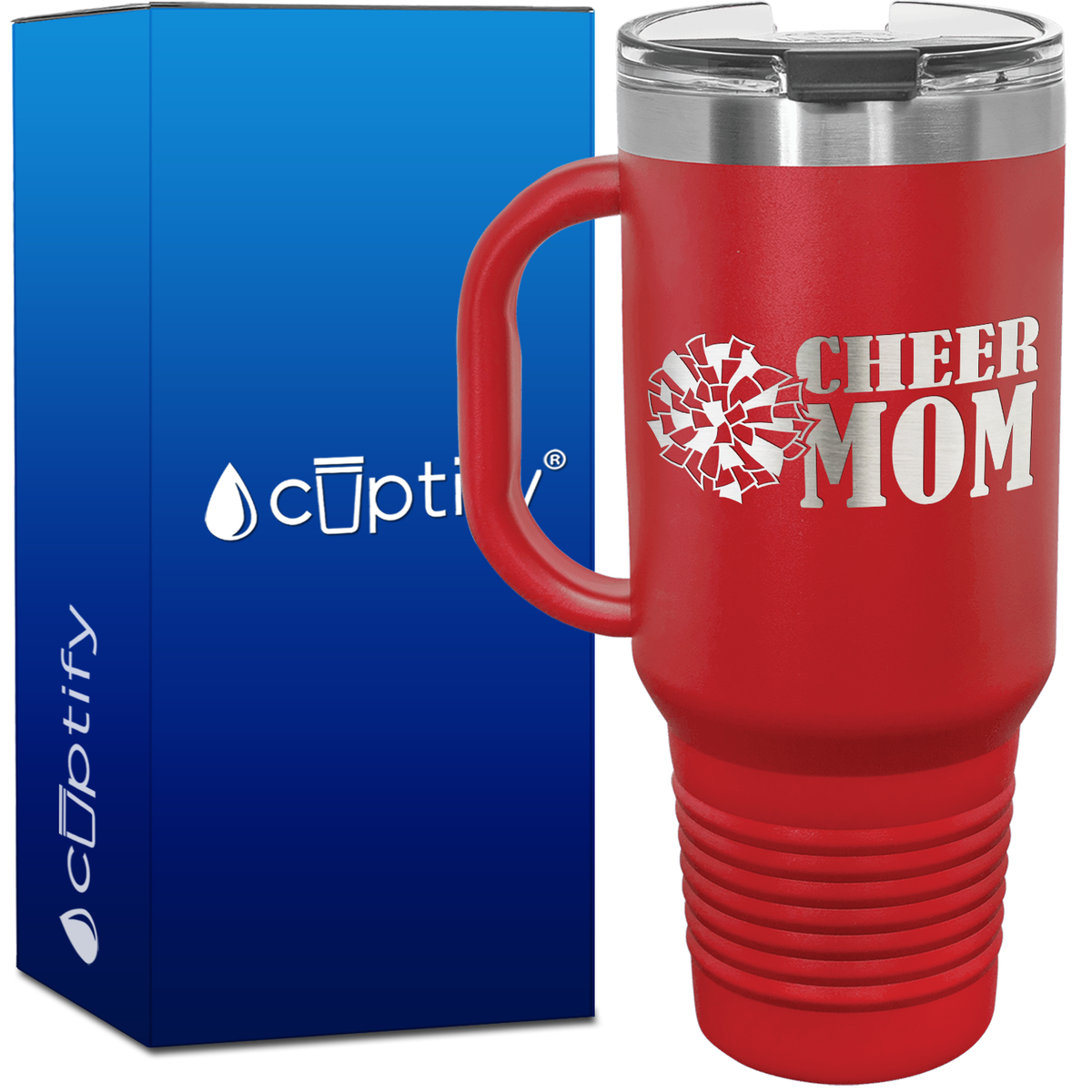 Cheer Mom with Pom Pom 40oz Cheer Travel Mug