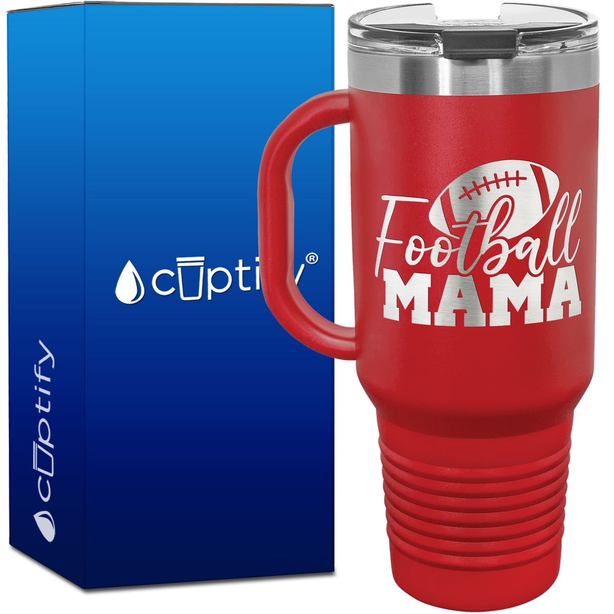 Football Mama with Football 40oz Football Travel Mug