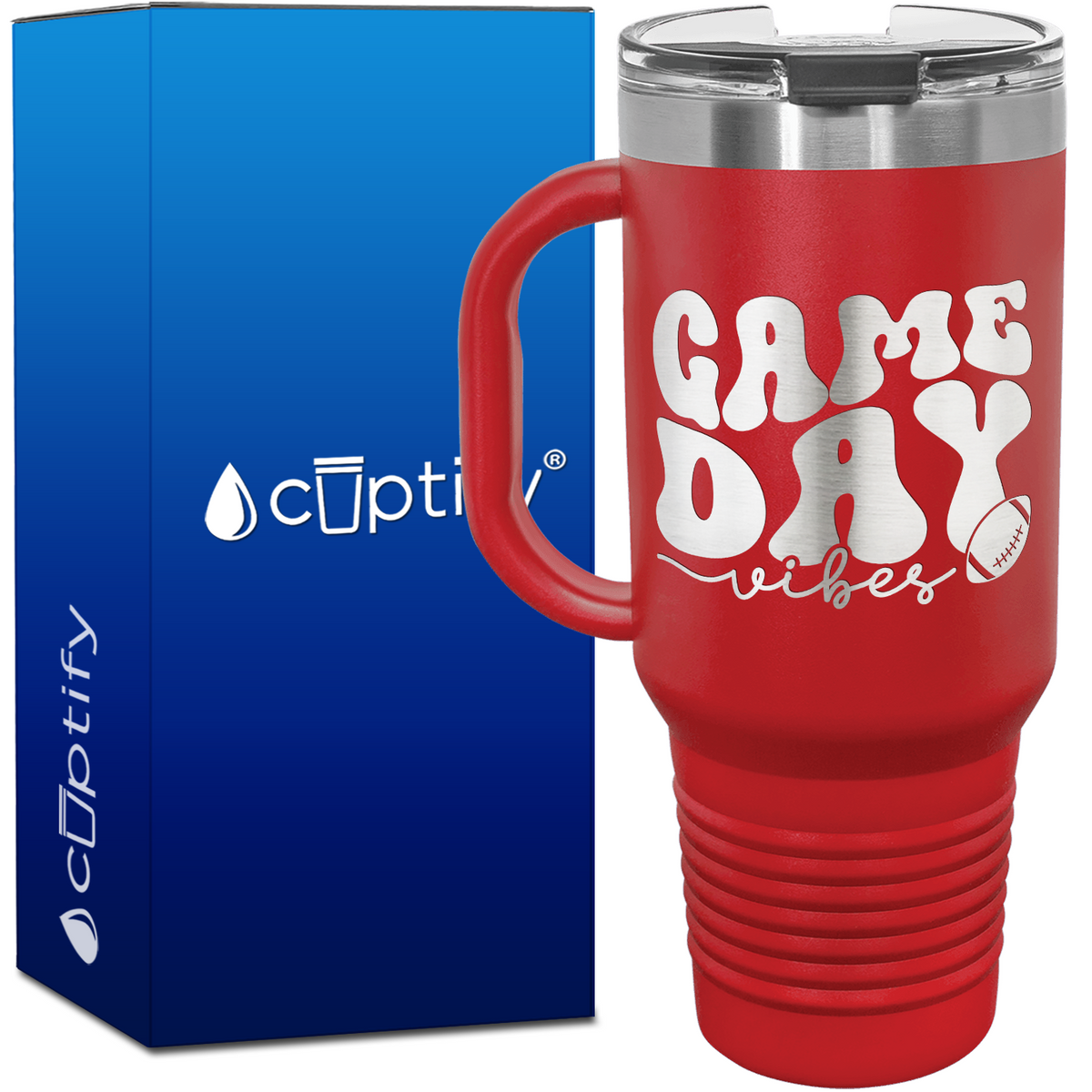 Game Day Vibes Football 40oz Football Travel Mug