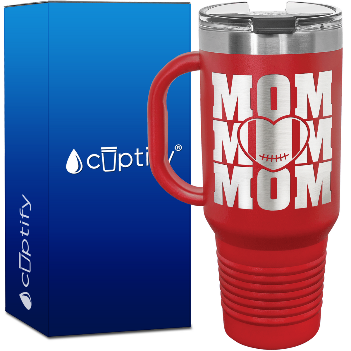 Mom Mom Mom Football 40oz Football Travel Mug