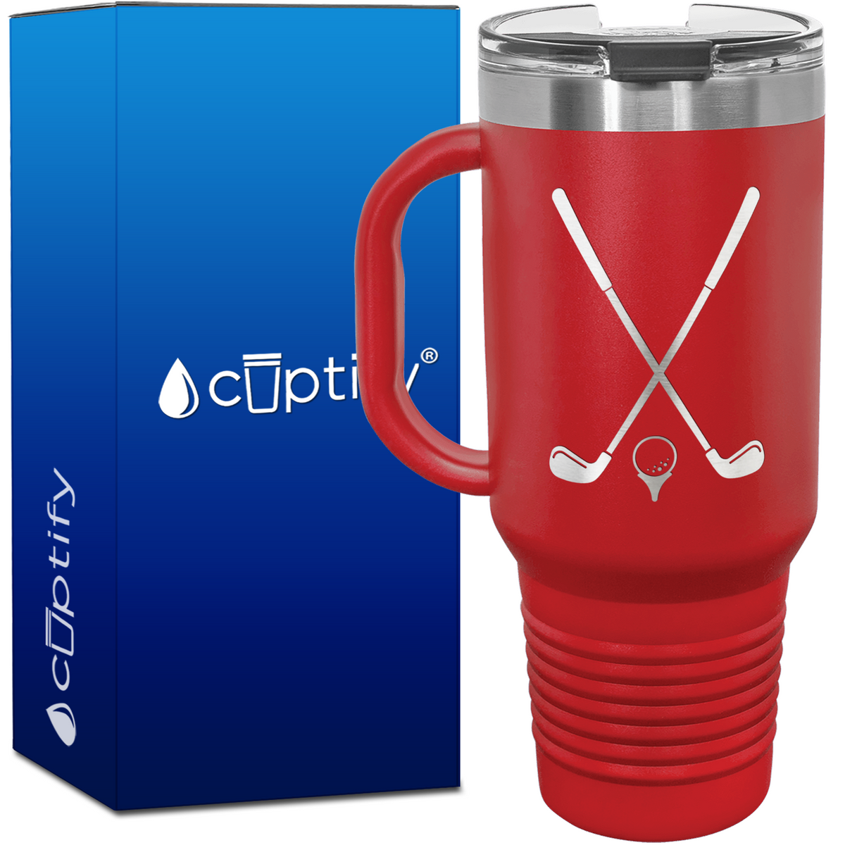 Golf Clubs and Ball 40oz Golf Travel Mug