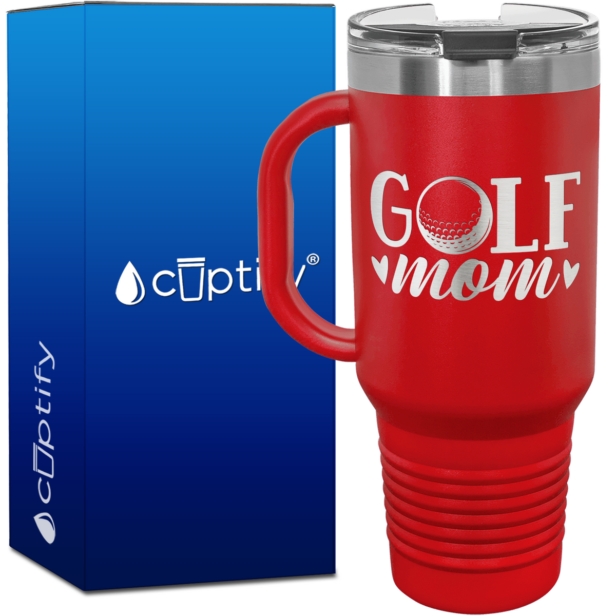 Golf Mom Hearts 40oz Golf Travel Mug
