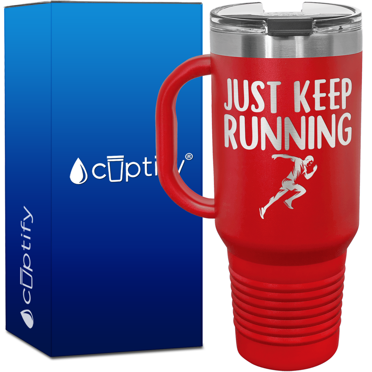 Just Keep Running Silhouette 40oz Running Travel Mug