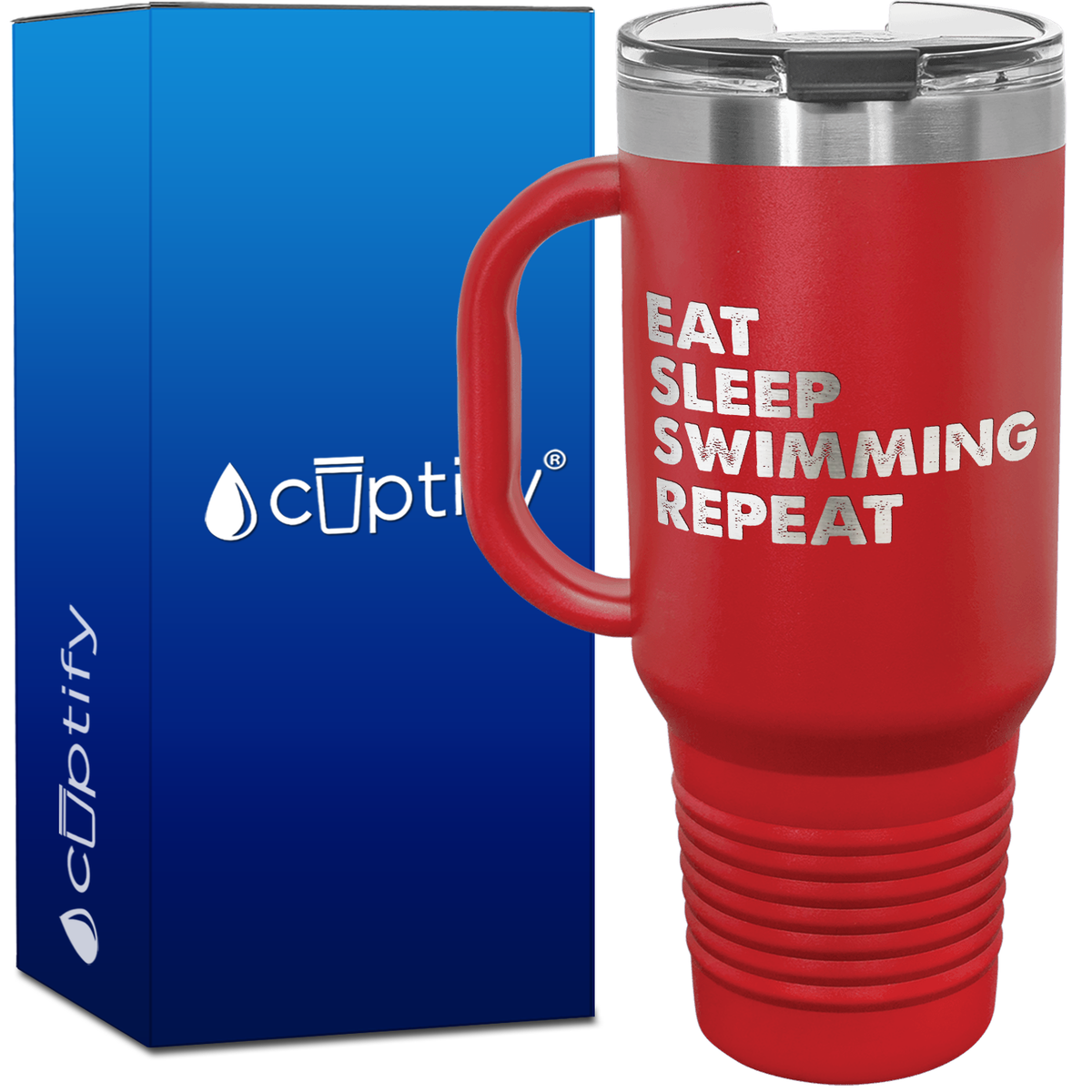 Eat Sleep Swimming Repeat 40oz Swimming Travel Mug