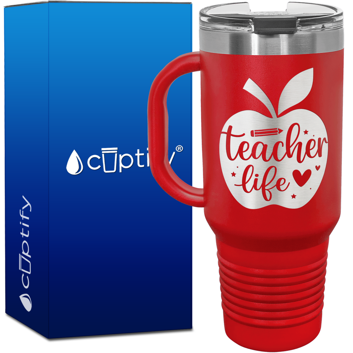 Teacher Life Apple 40oz Teacher Travel Mug