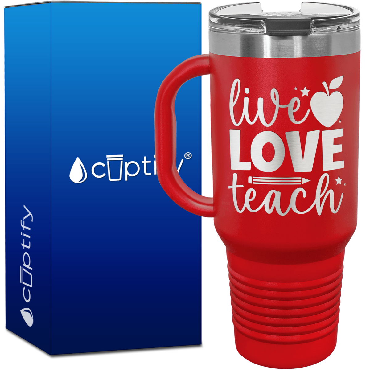 Live Love Teach with Apple 40oz Teacher Travel Mug