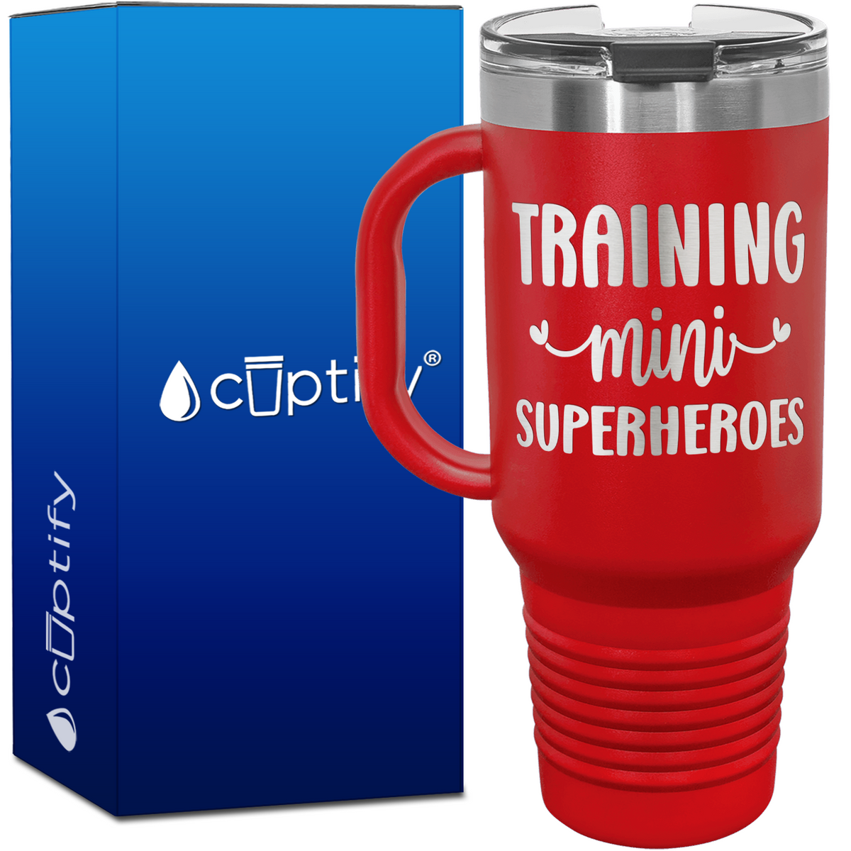 Training Mini Superheroes 40oz Teacher Travel Mug