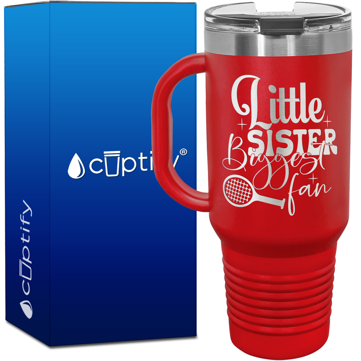 Little Sister Biggest Fan Tennis 40oz Tennis Travel Mug