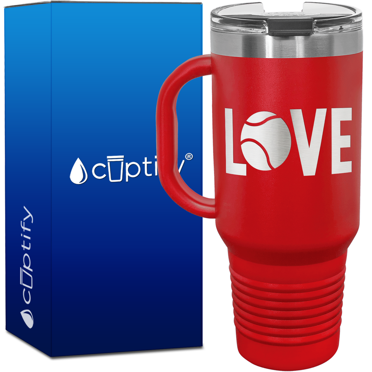 Tennis Love with Ball 40oz Tennis Travel Mug