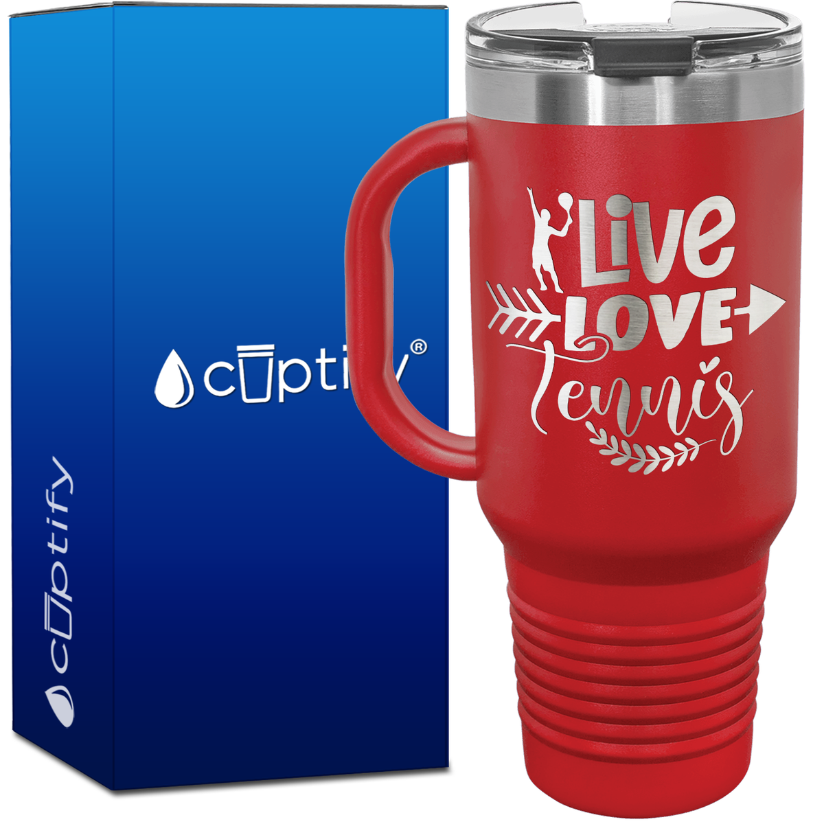 Live Love Tennis with Silhouette 40oz Tennis Travel Mug