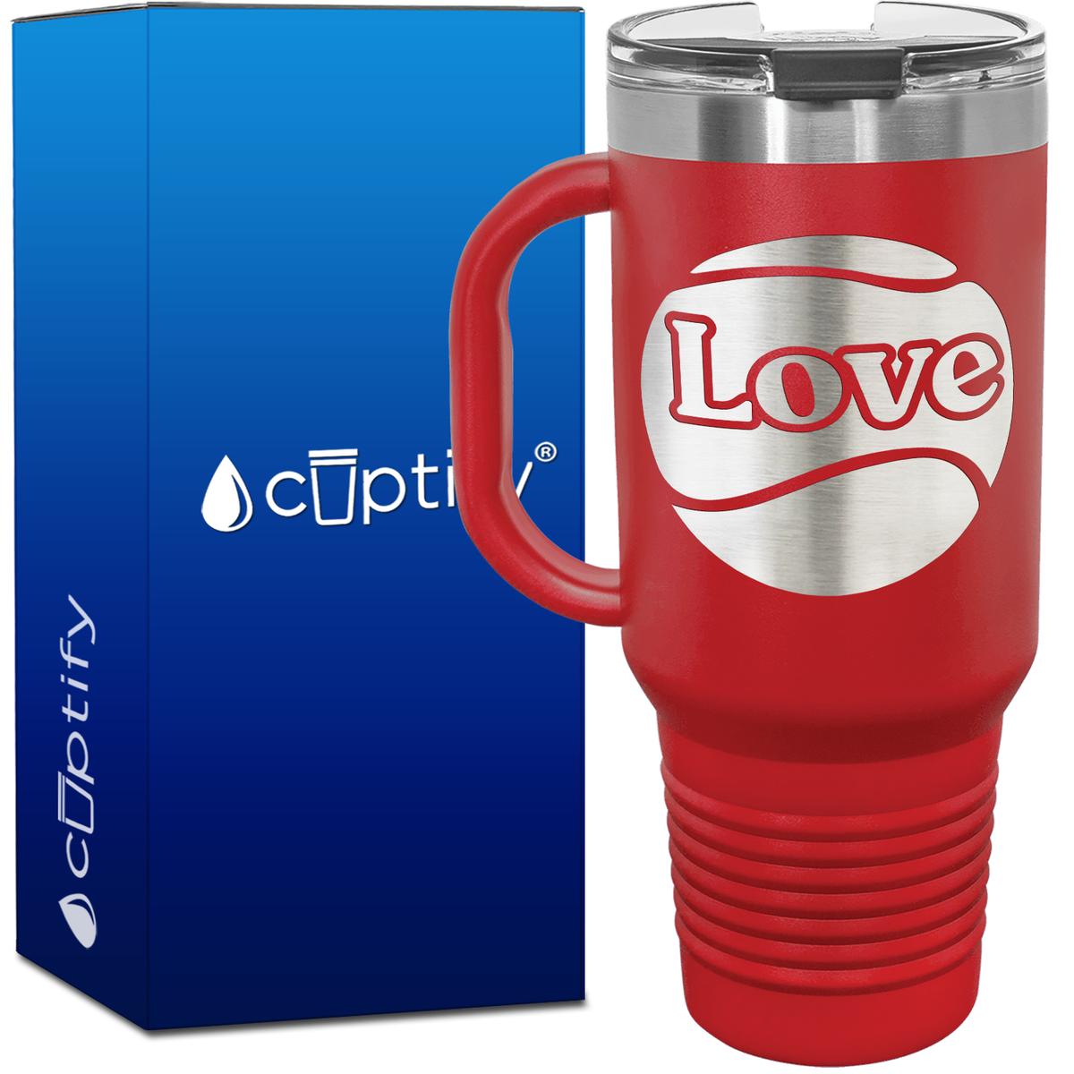 Love Tennis Ball Silhouette 40oz Tennis Travel Mug