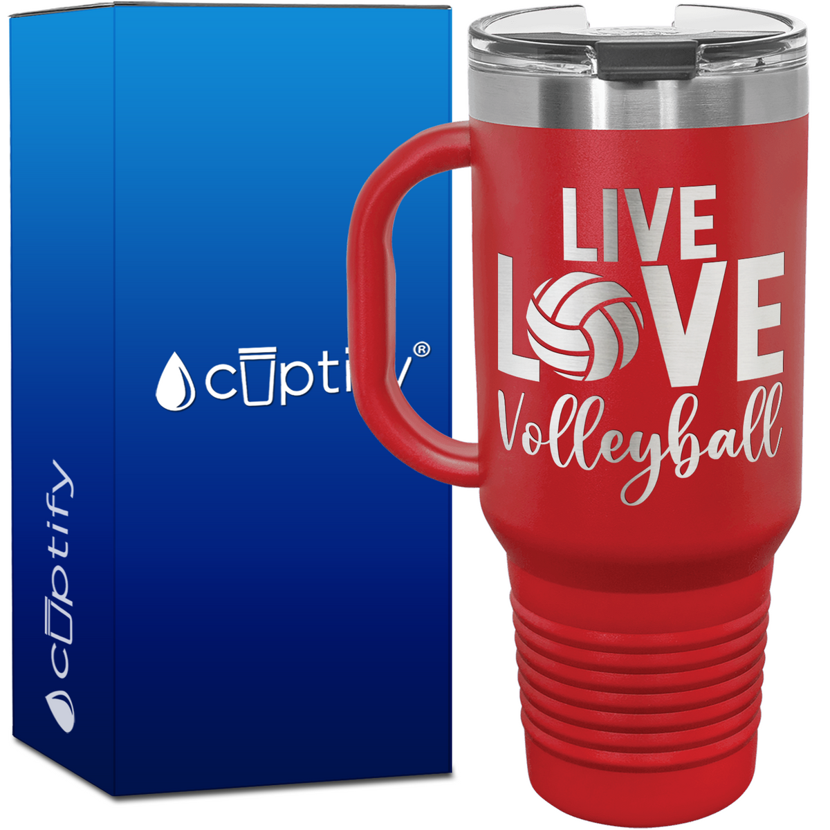 Live Love Volleyball 40oz Volleyball Travel Mug