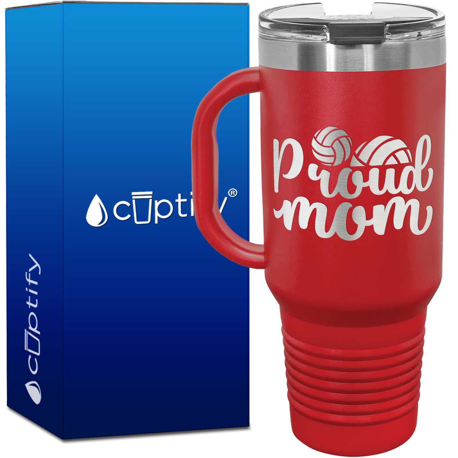 Proud Mom 40oz Volleyball Travel Mug