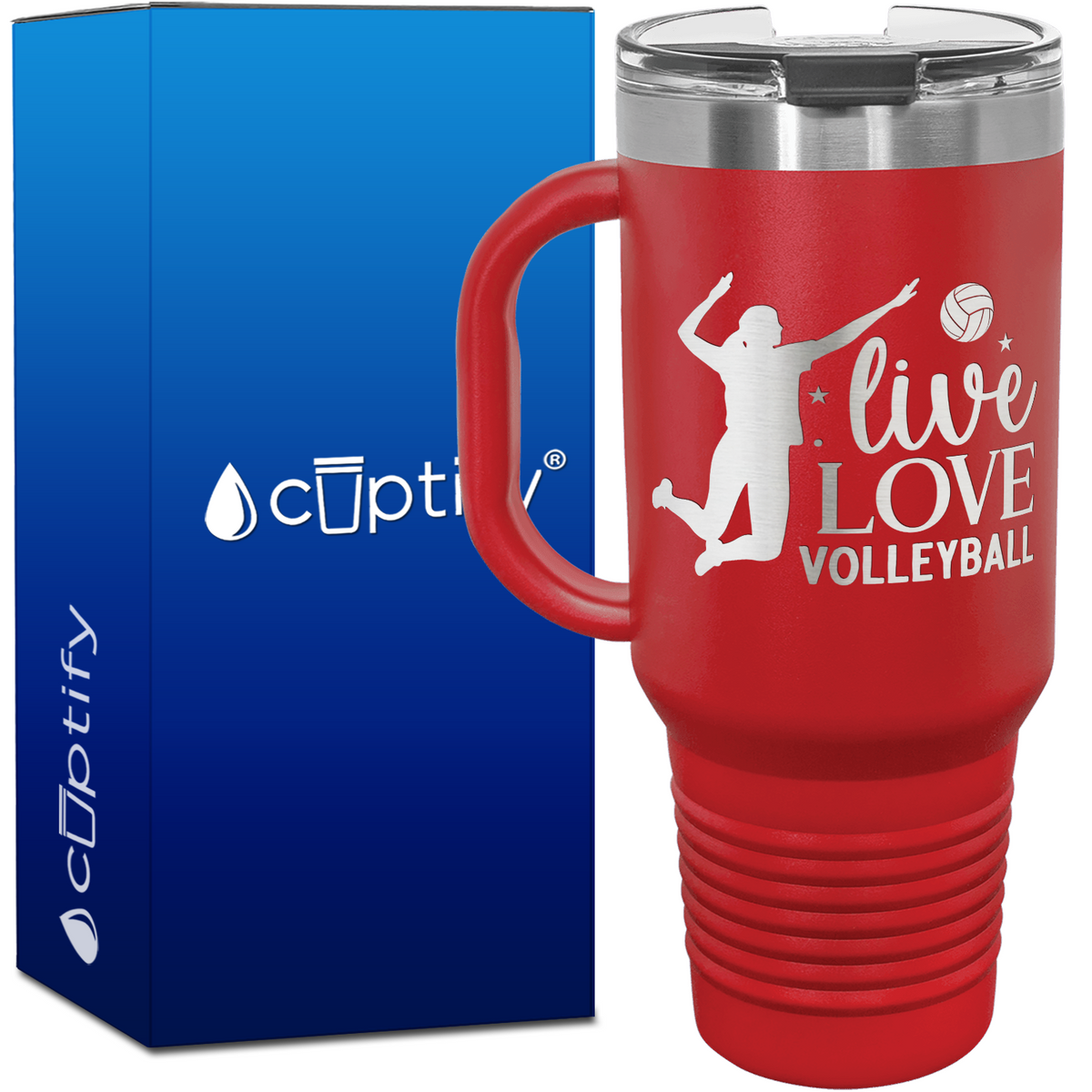 Live Love Volleyball 40oz Volleyball Travel Mug