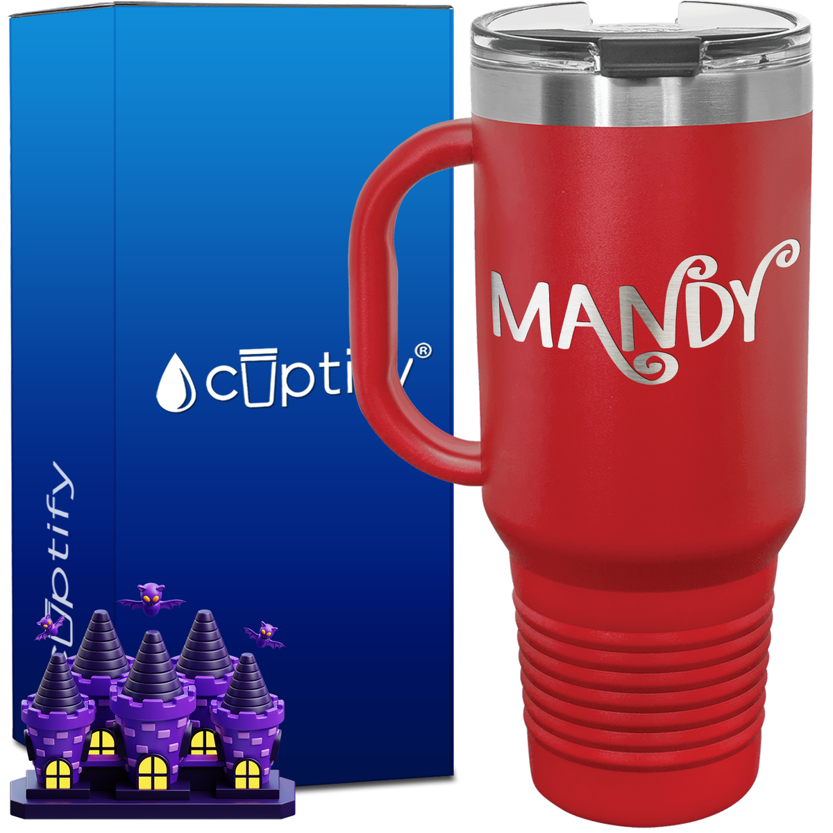 Personalized Curly Spooky Font Style 40oz Halloween Travel Mug