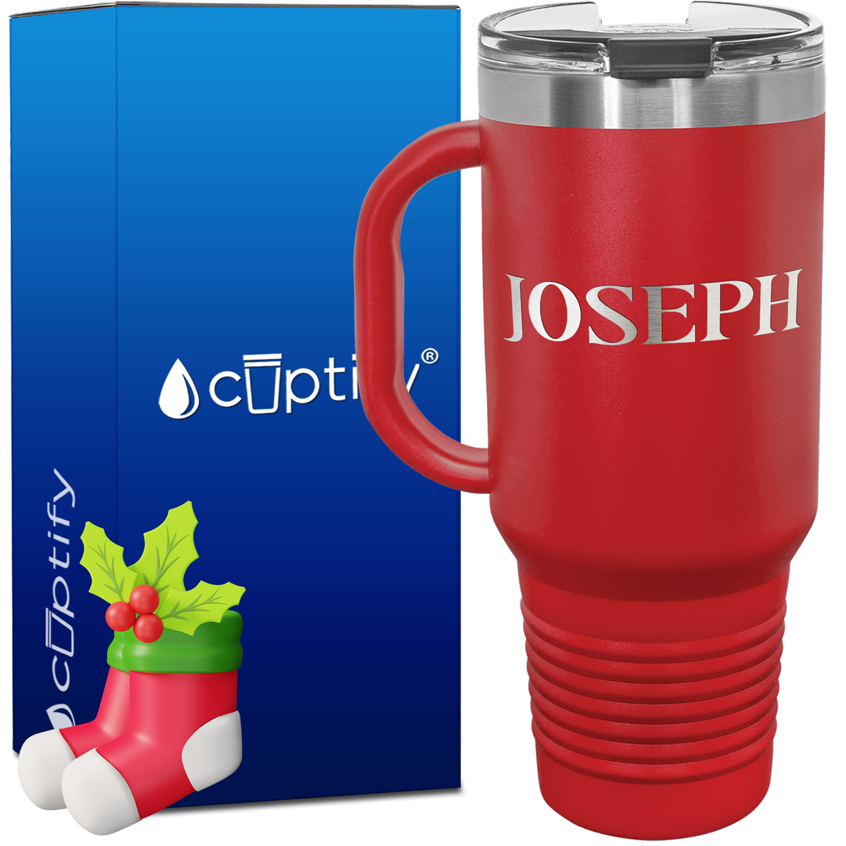 Personalized Merry Christmas Font Style 40oz Christmas Travel Mug