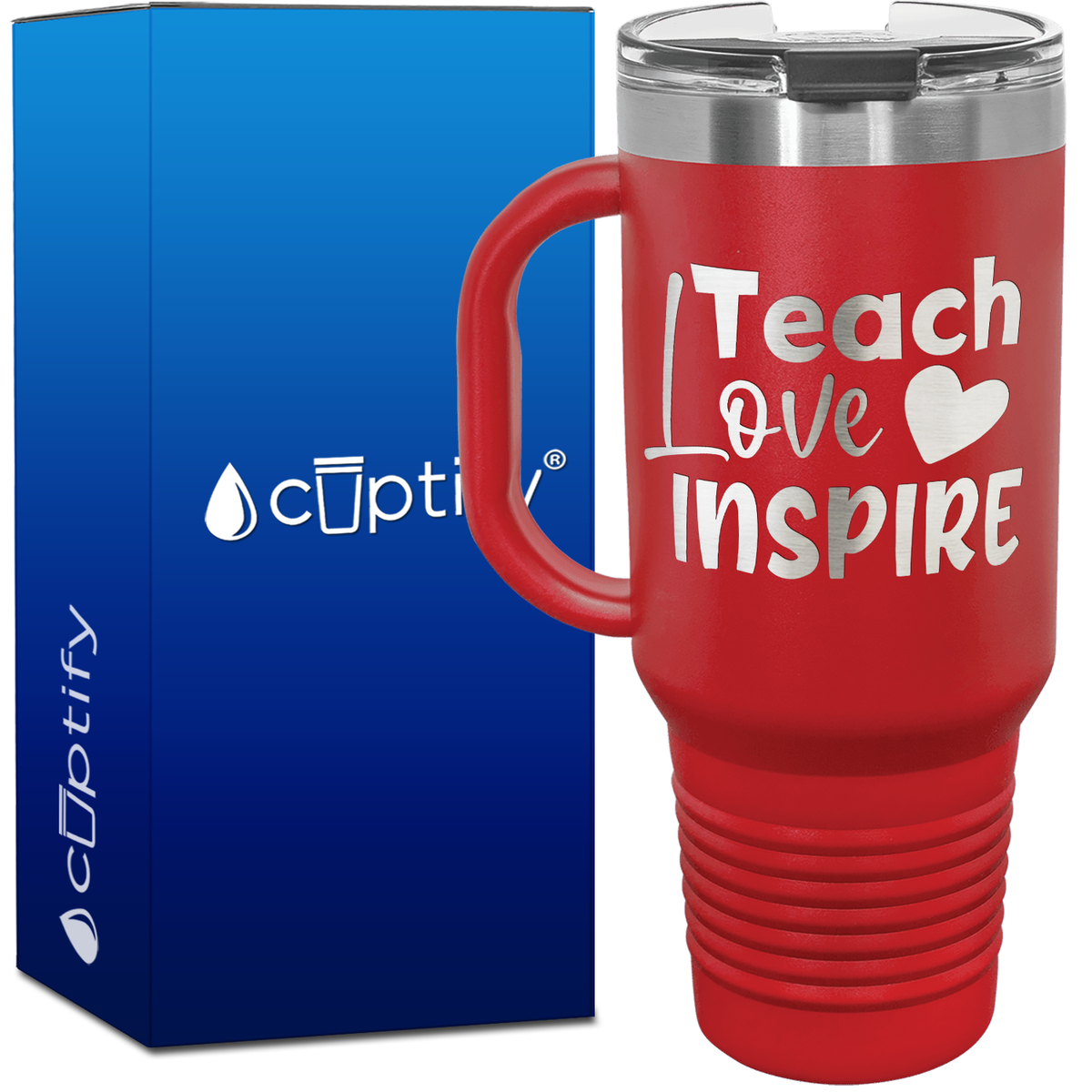 Teach Love Inspire with Heart 40oz Teacher Travel Mug