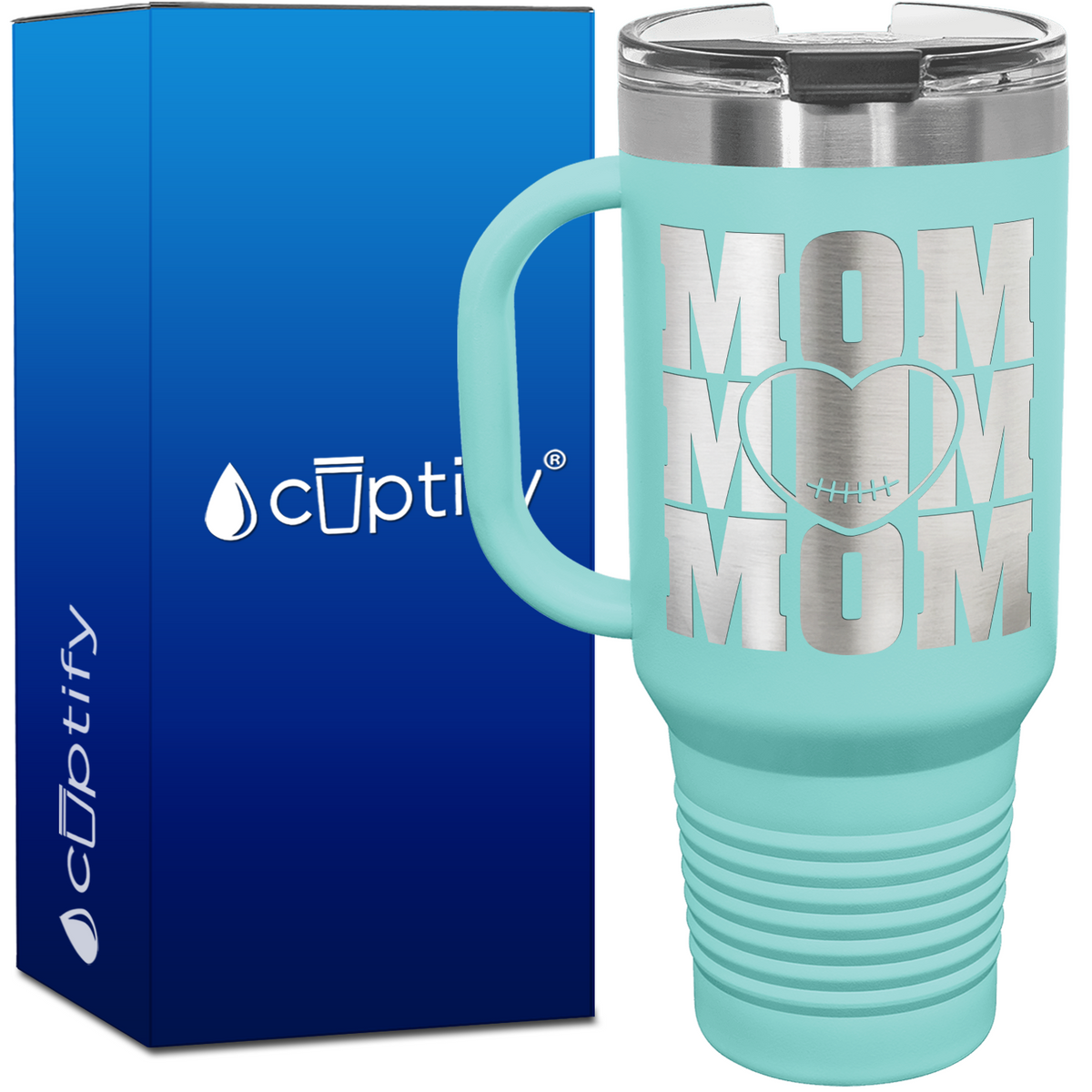 Mom Mom Mom Football 40oz Football Travel Mug