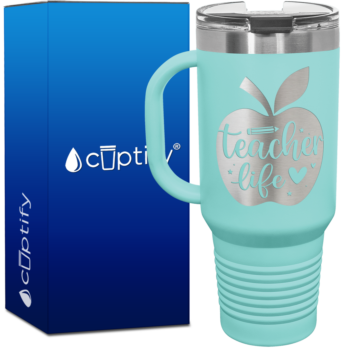 Teacher Life Apple 40oz Teacher Travel Mug