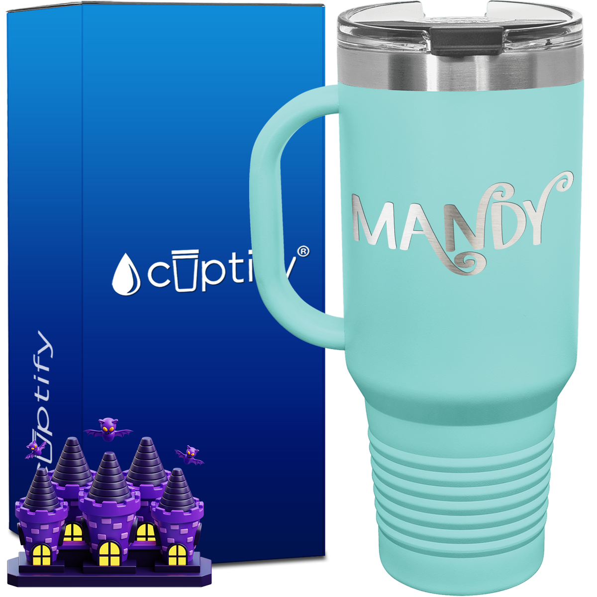 Personalized Curly Spooky Font Style 40oz Halloween Travel Mug