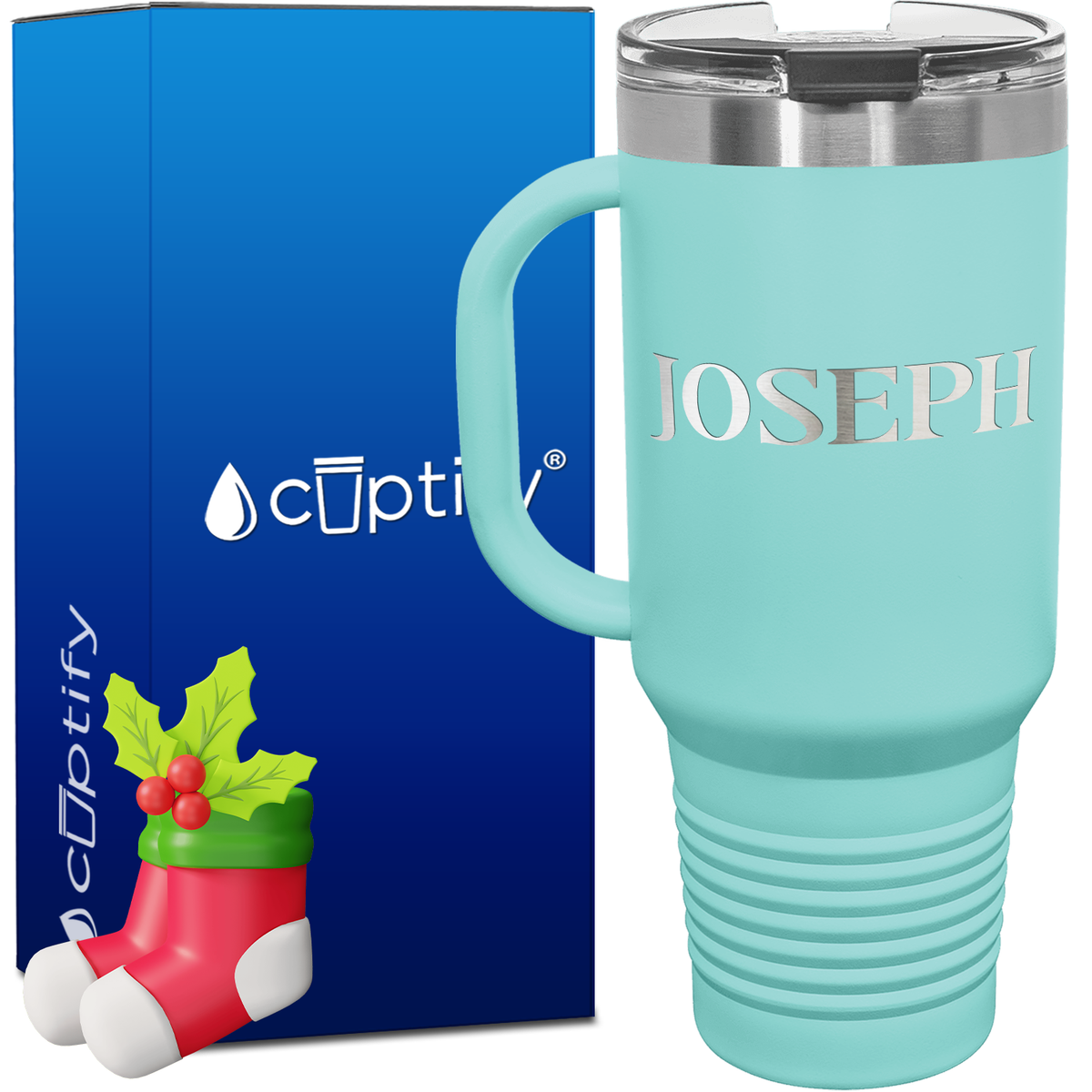 Personalized Merry Christmas Font Style 40oz Christmas Travel Mug