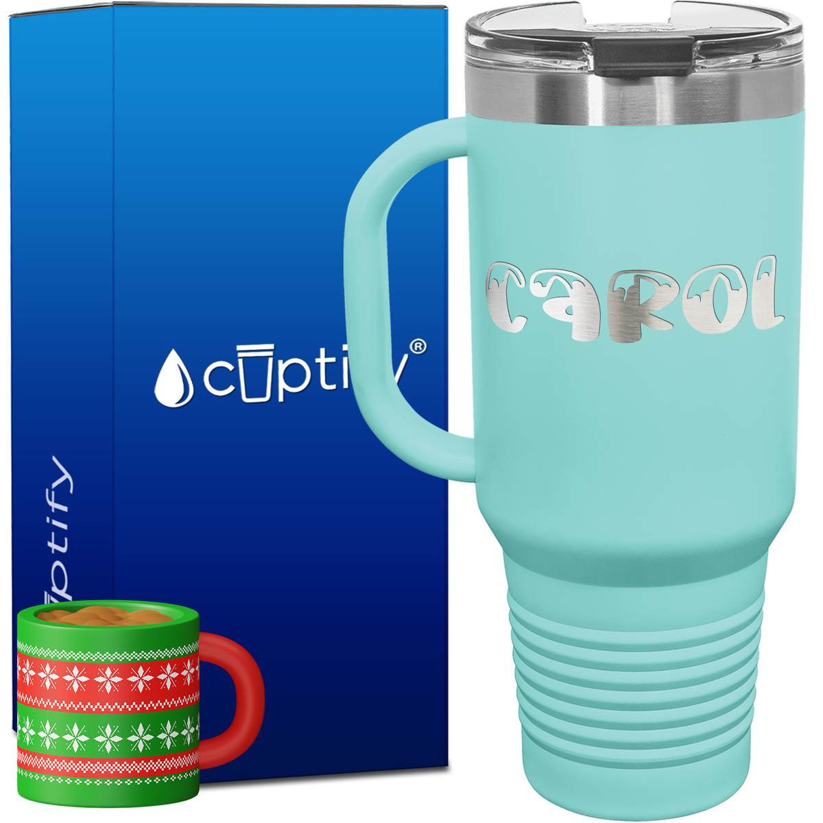 Personalized Frosty Font Style 40oz Christmas Travel Mug
