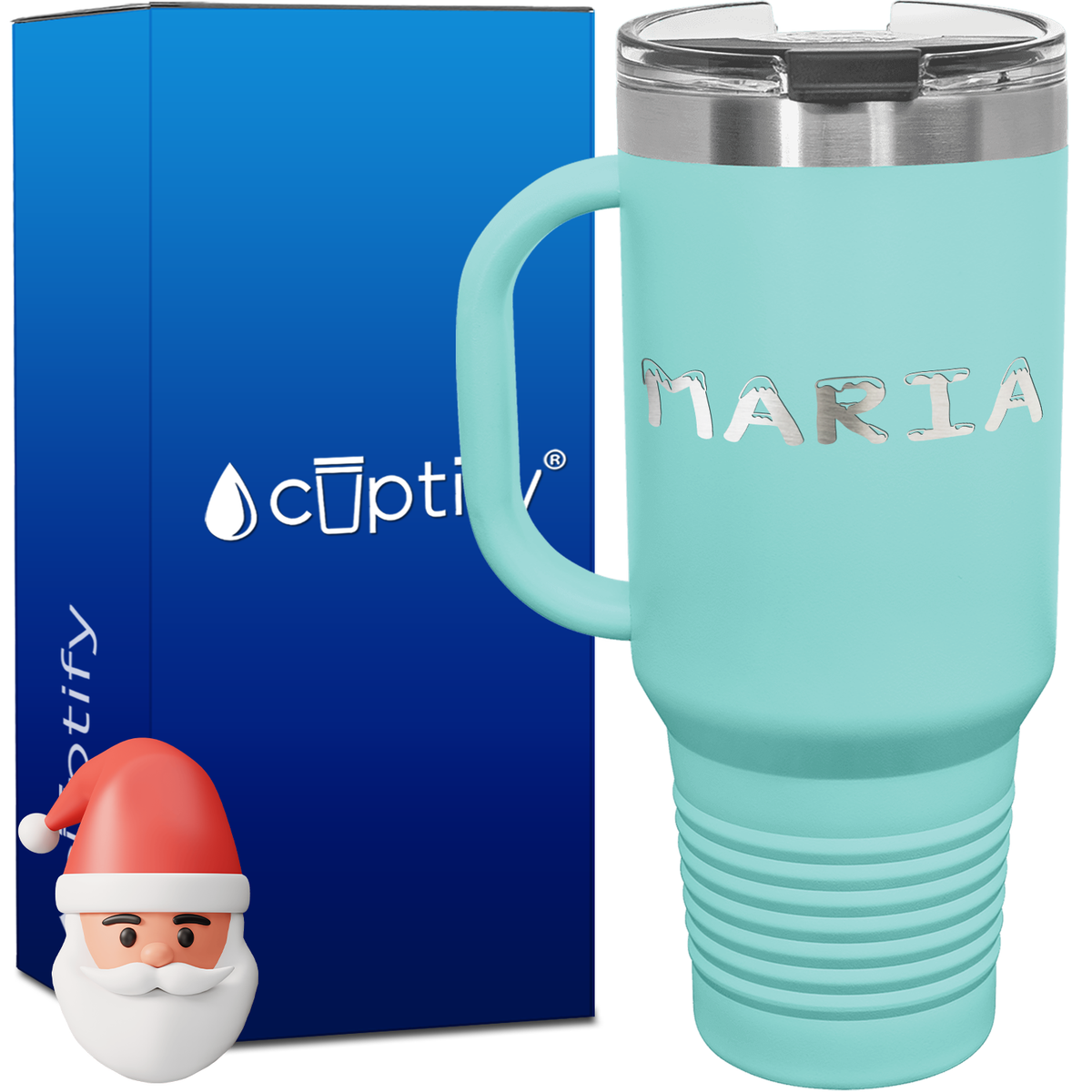 Personalized Snowy Font Style 40oz Christmas Travel Mug