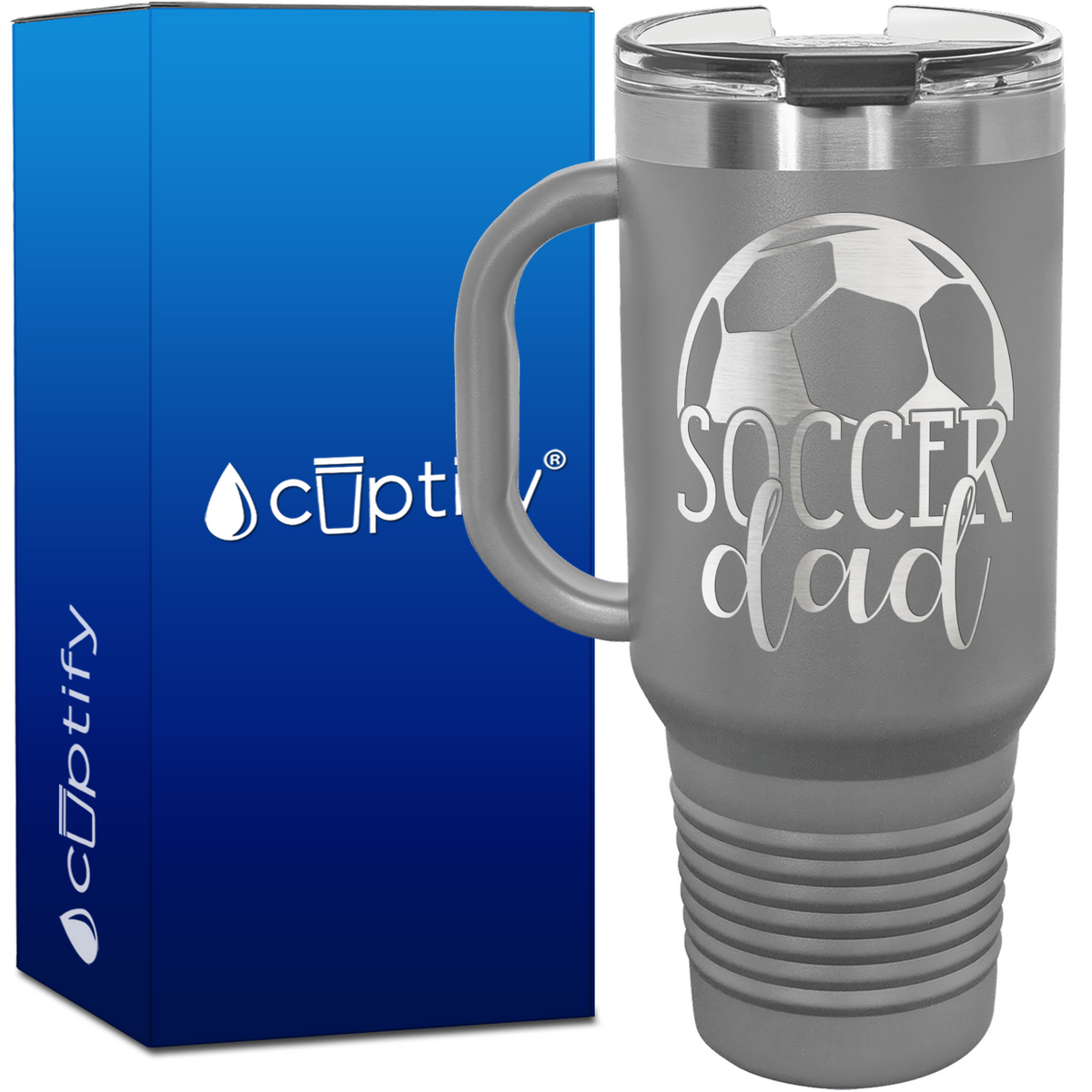 Soccer Dad with Ball on Top 40oz Soccer Travel Mug
