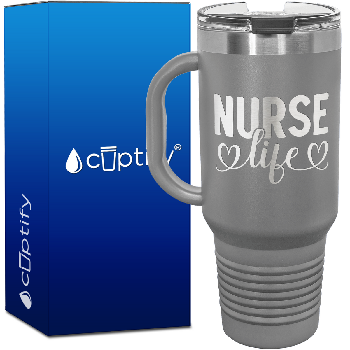 Nurse Life Hearts 40oz Nurse Travel Mug