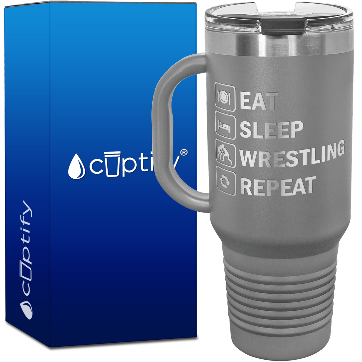 Eat Sleep Wrestling Repeat 40oz Travel Mug