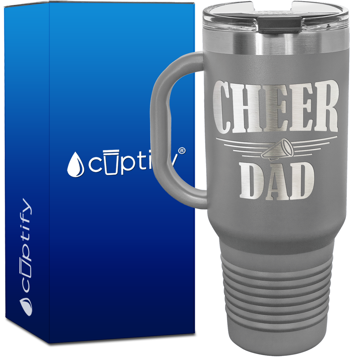 Cheer Dad with Megaphone 40oz Cheer Travel Mug