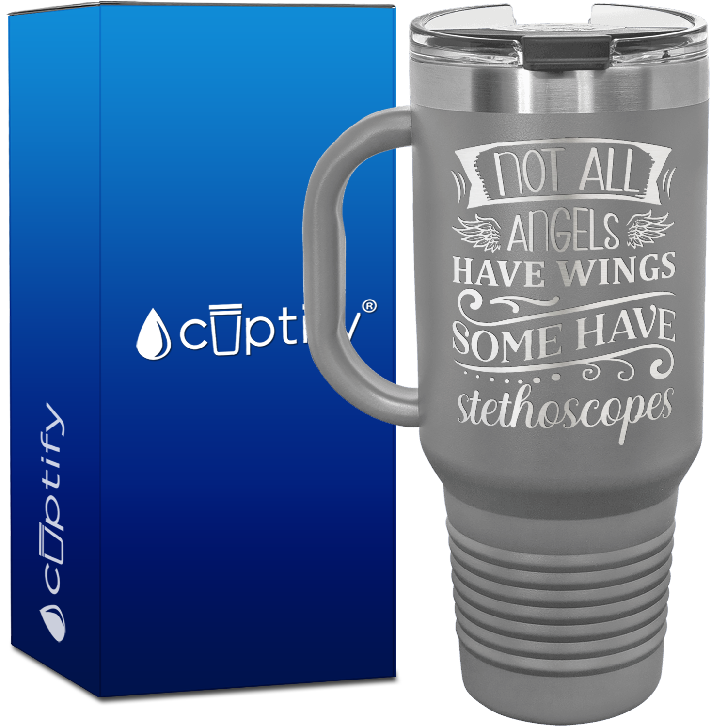 Not All Angels Have Wings Some Have Stethoscopes 40oz Nurse Travel Mug