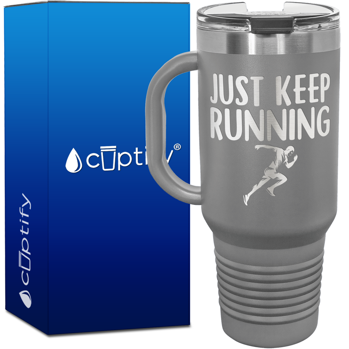 Just Keep Running Silhouette 40oz Running Travel Mug