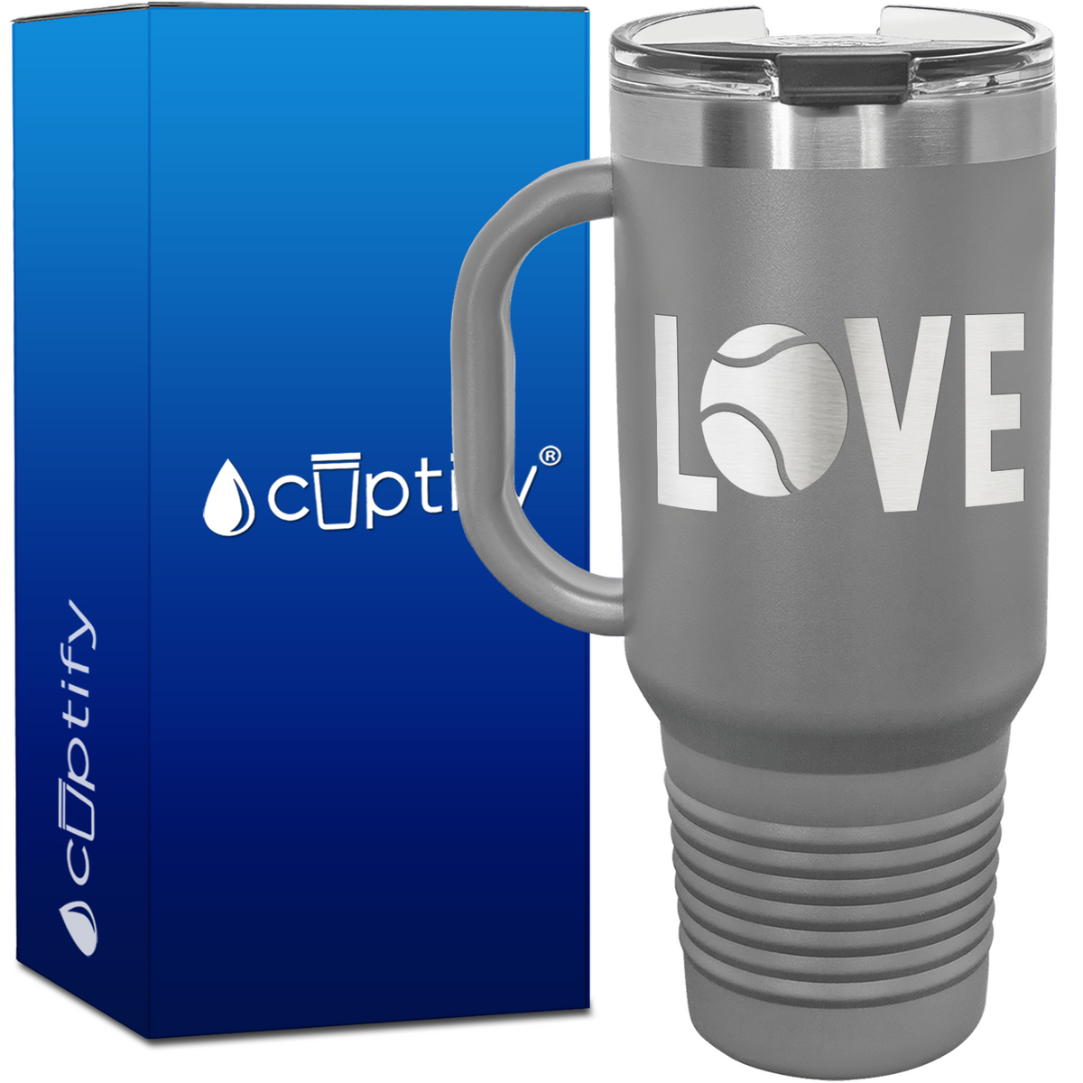 Tennis Love with Ball 40oz Tennis Travel Mug